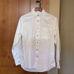 Men’s White Cotton Long Sleeve Button Down Small